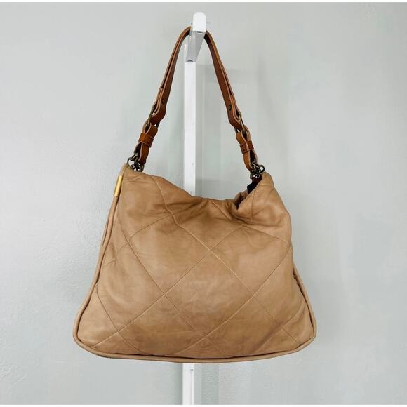 Lanvin Paris Quilted Tan Leather Shoulder Bag with Charm - Designer Luxury Purse - Picture 6 of 9